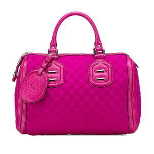 Gucci GG Neoprene Boston Bag Purple Pink Nylon Leather